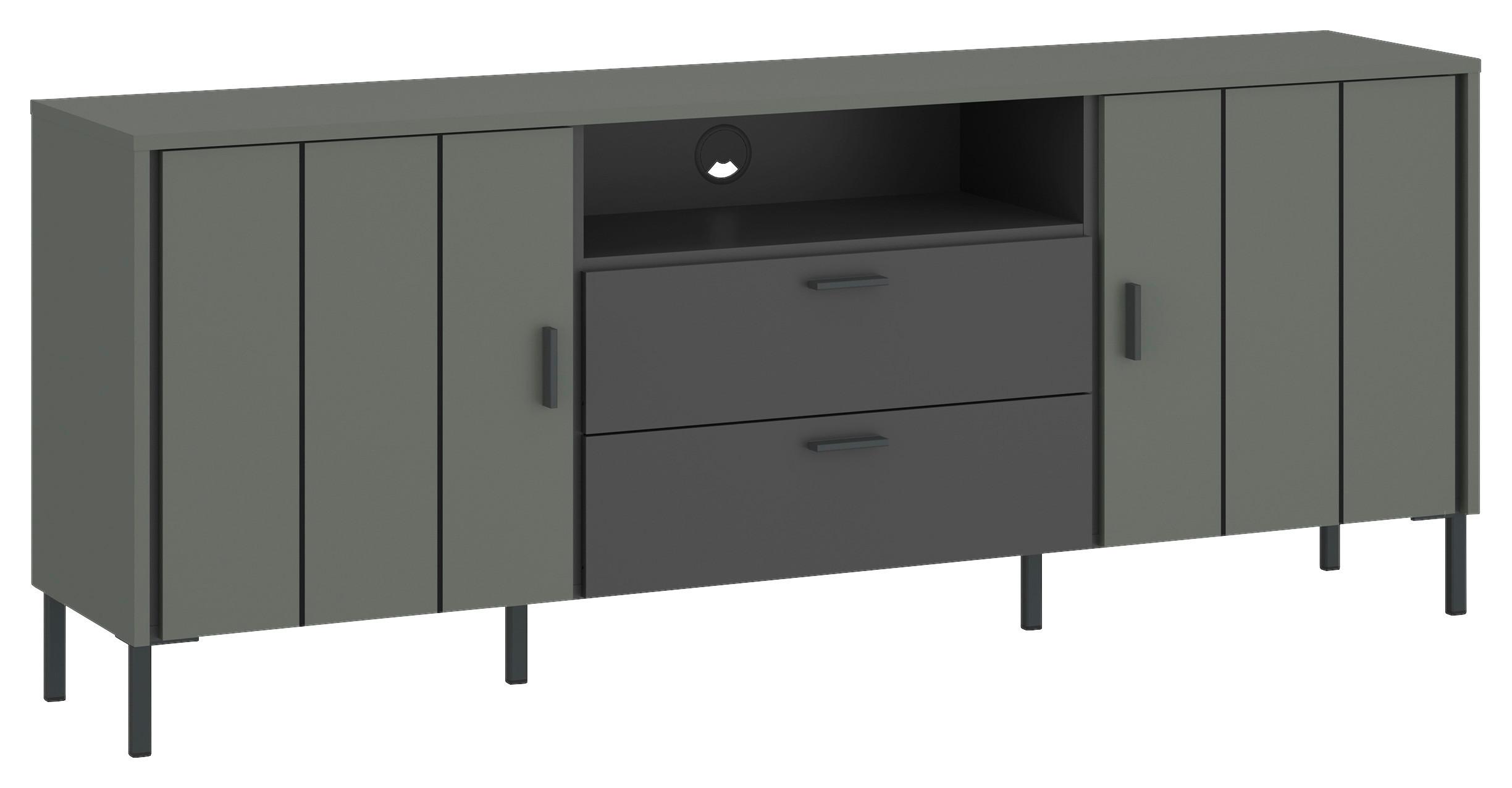 TV-Element Shirley Grau/Grün/Schwarz B: 173,2 cm - Schwarz/Grau, Design, Holzwerkstoff (173,2/65/40cm)