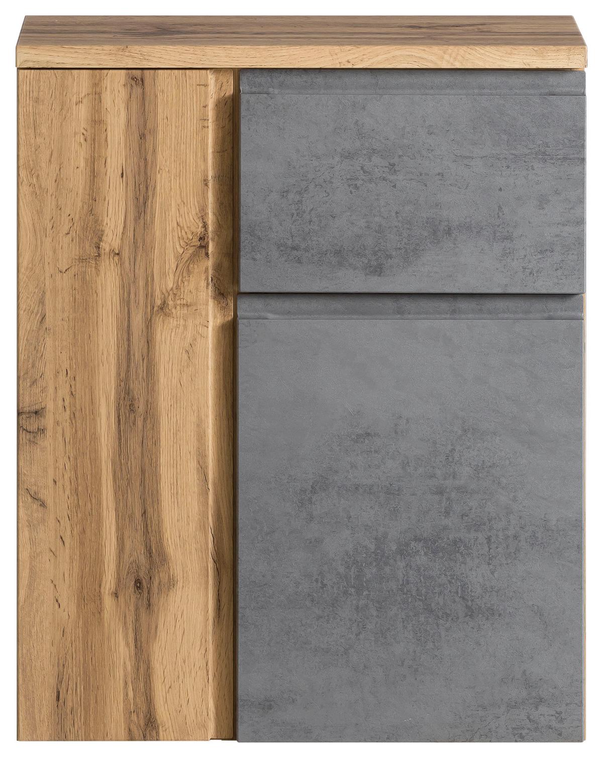 Badezimmer Unterschrank Varese BxH 65x79 cm Grau/ Eiche Dekor - Eiche Wotan/Hellgrau, MODERN, Holzwerkstoff (65/79/35cm) - Held