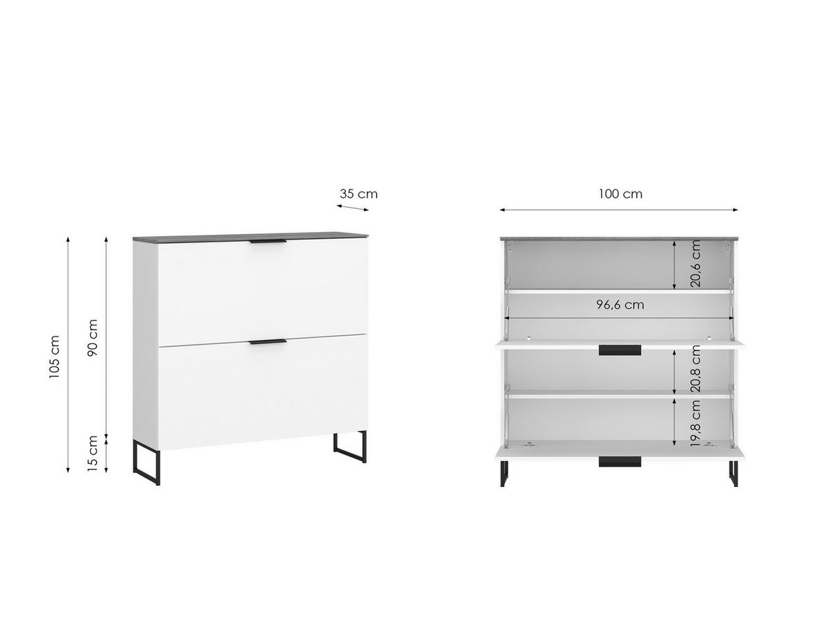 Schuhkipper Aladin Stehend & Hängend Montierbar - Eichefarben/Schwarz, MODERN, Holzwerkstoff (100/105/35cm)