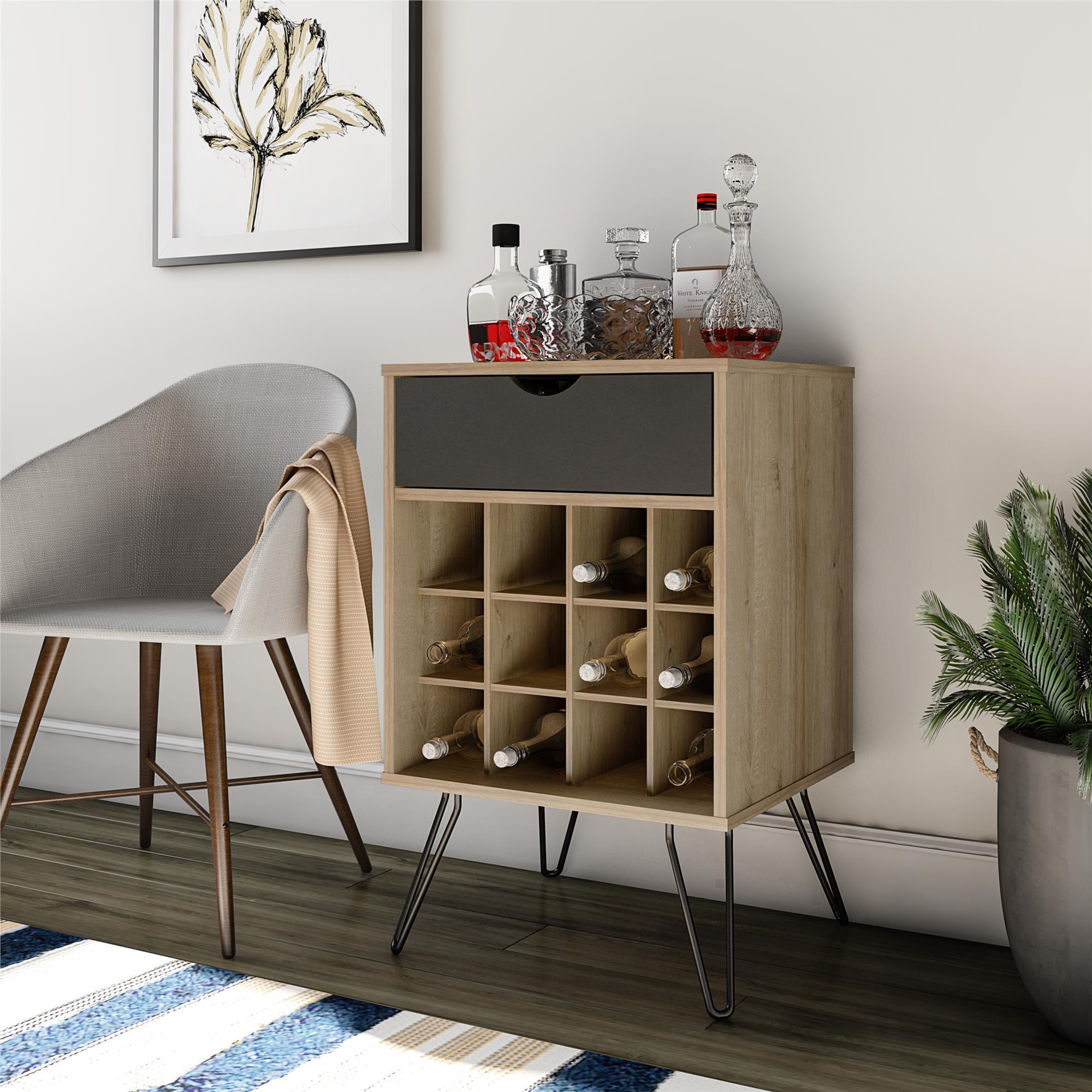 Weinregal Concord Braun 51 cm - Eichefarben/Schwarz, Design, Holzwerkstoff/Metall (51/80/45cm) - MID.YOU