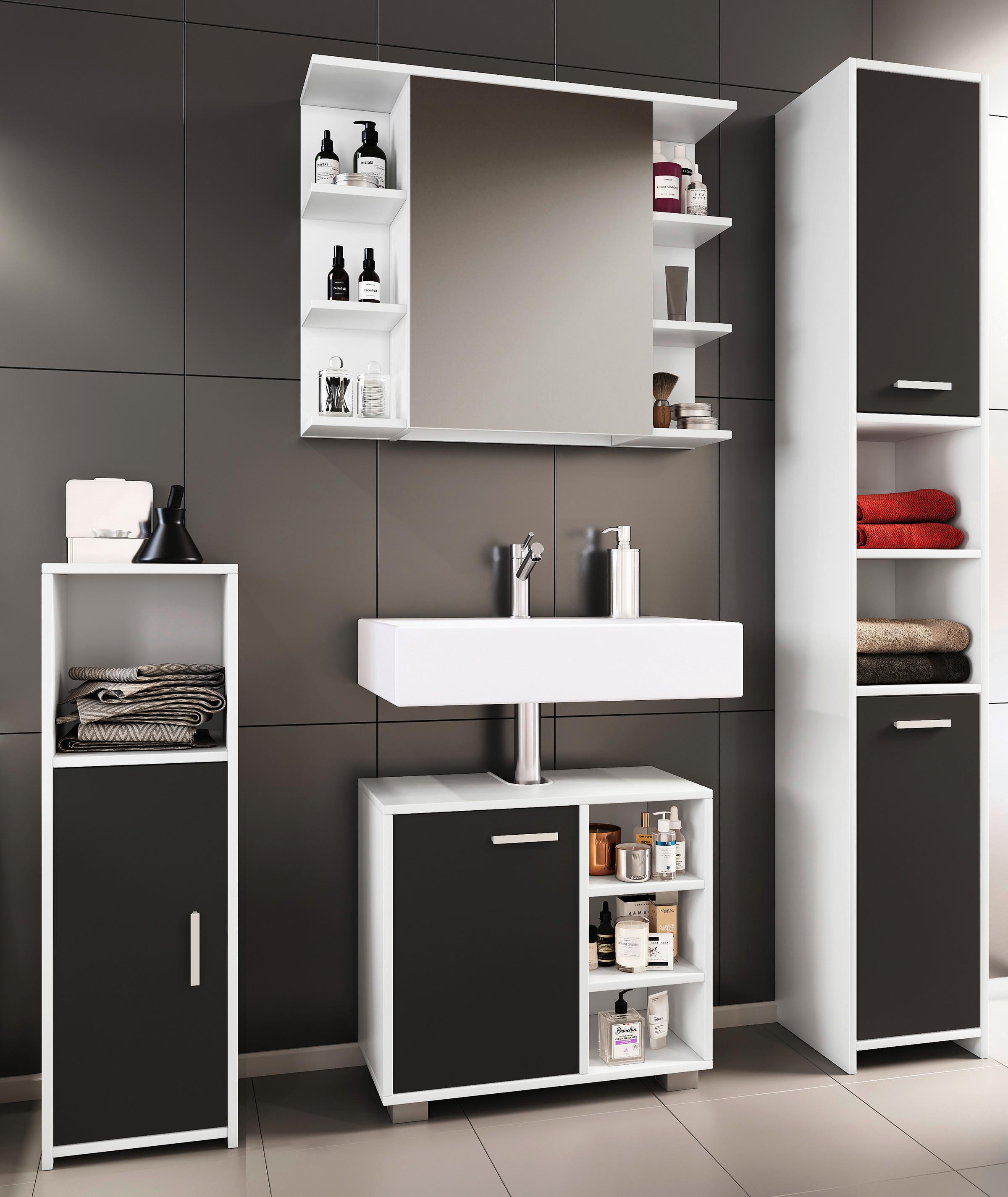 Badezimmer in Schwarz und Weiß