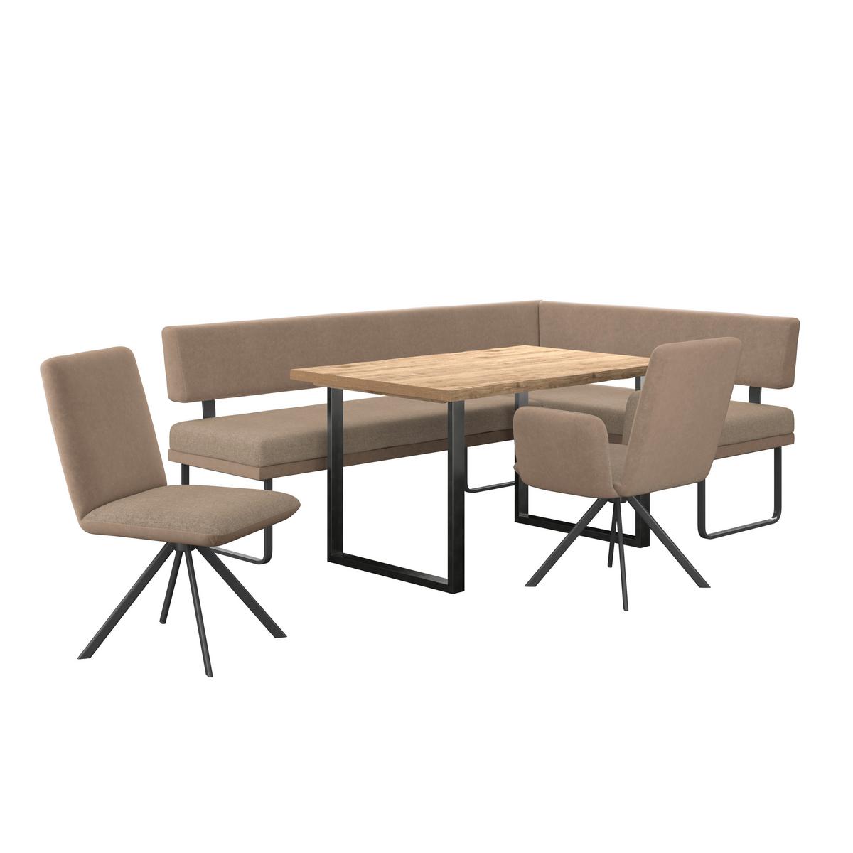 Eckbank Kian Webstoff Braun, S: 233x164cm - Schwarz/Braun, Trend, Textil/Metall (233/164cm)