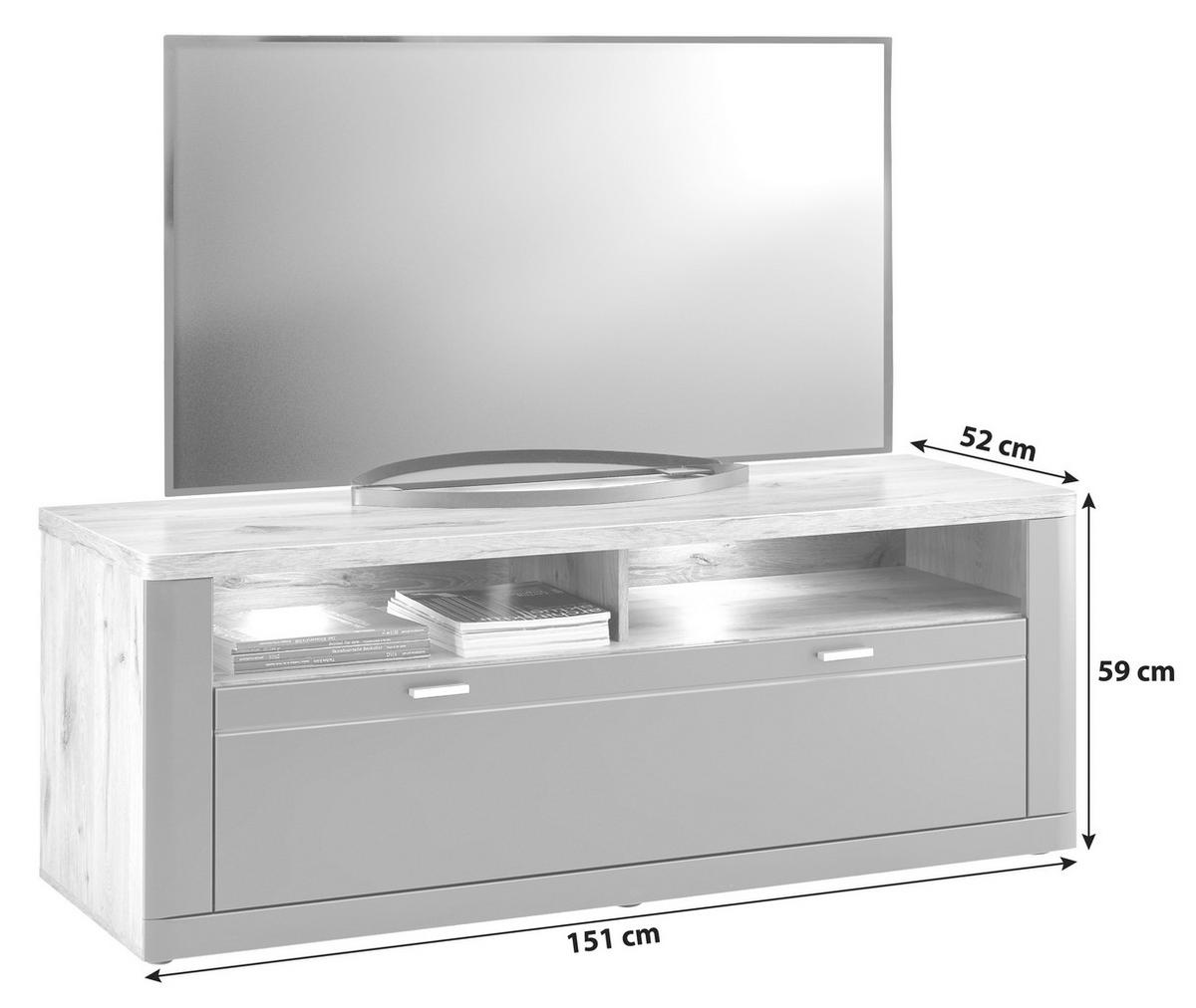 KOMODA POD TELEVIZI GAME - Moderní, kompozitní dřevo (151/59/52cm)