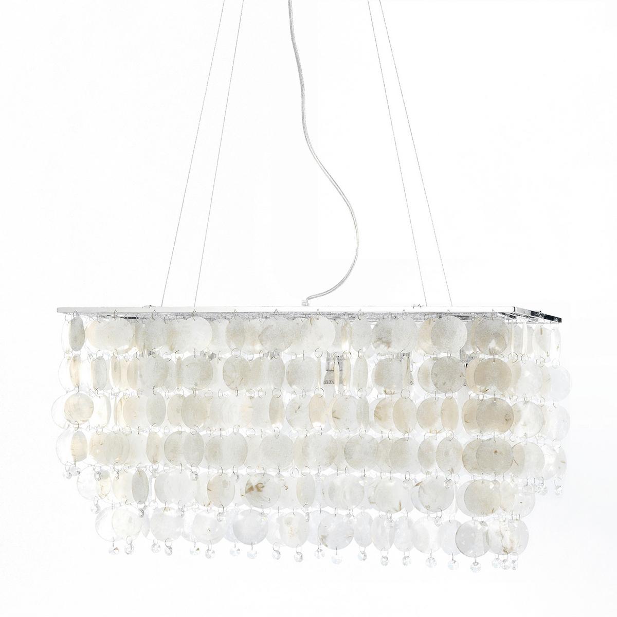 Pendelleuchte Chromfarben Perlmutt L: 70 cm - Chromfarben/Perlmutt, Basics, Naturmaterialien/Metall (70/40/110cm)