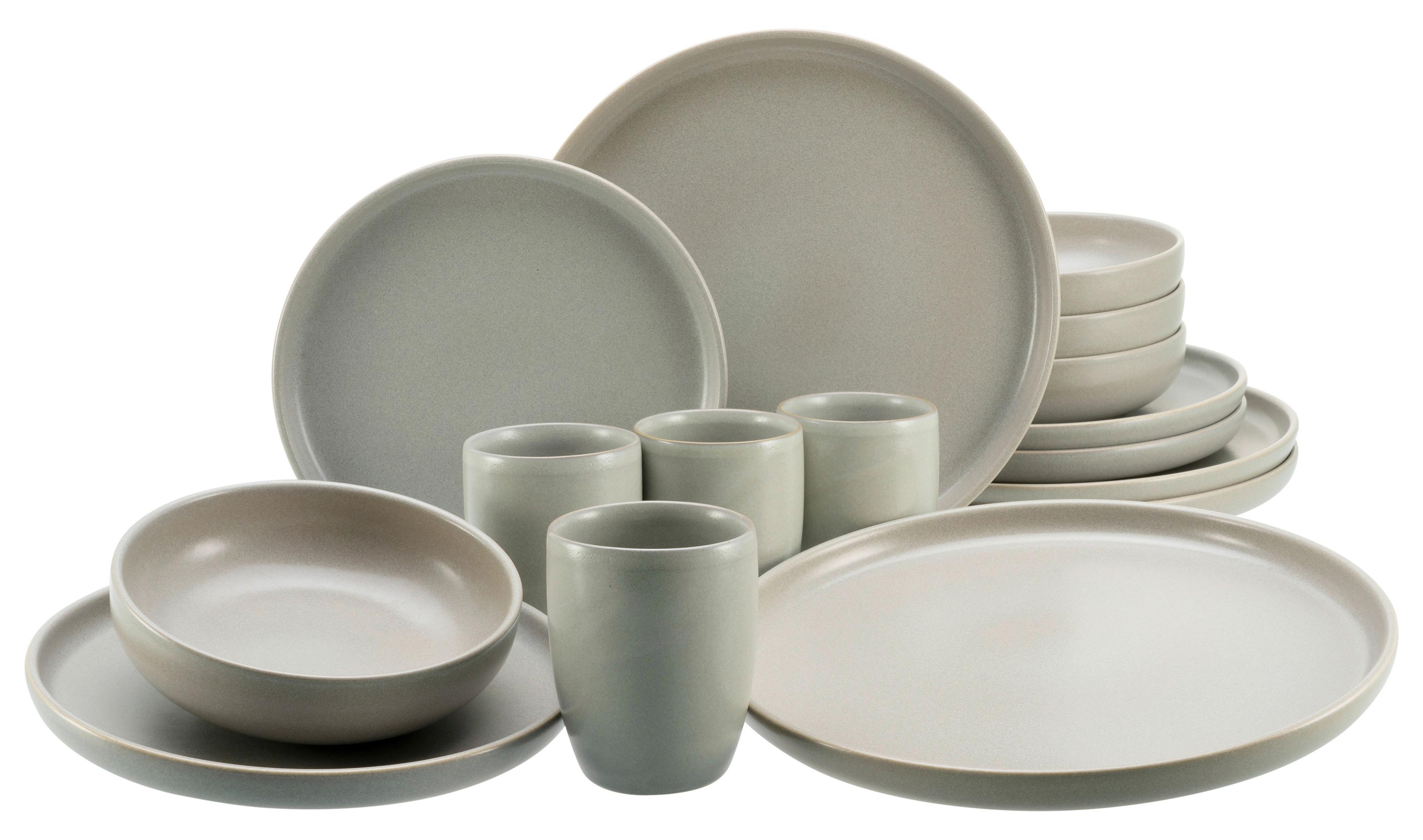 Kombiservice Uno Keramik 4 Personen Geschirr Set Grau - Grau, KONVENTIONELL, Keramik - Creatable
