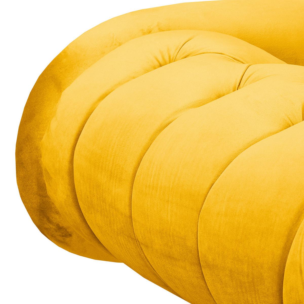 Récamiere Pako Senfgelb B: 185cm - Senfgelb/Braun, Design, Textil (185/93/75cm) - Livetastic