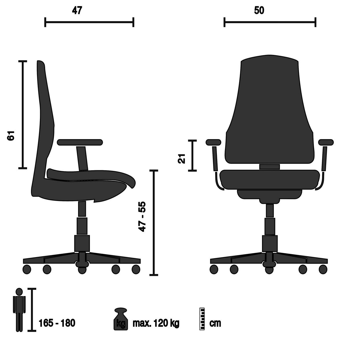 Drehstuhl Sediolo B - Schwarz, Basics, Kunststoff/Textil (63/100-108/63cm) - MID.YOU