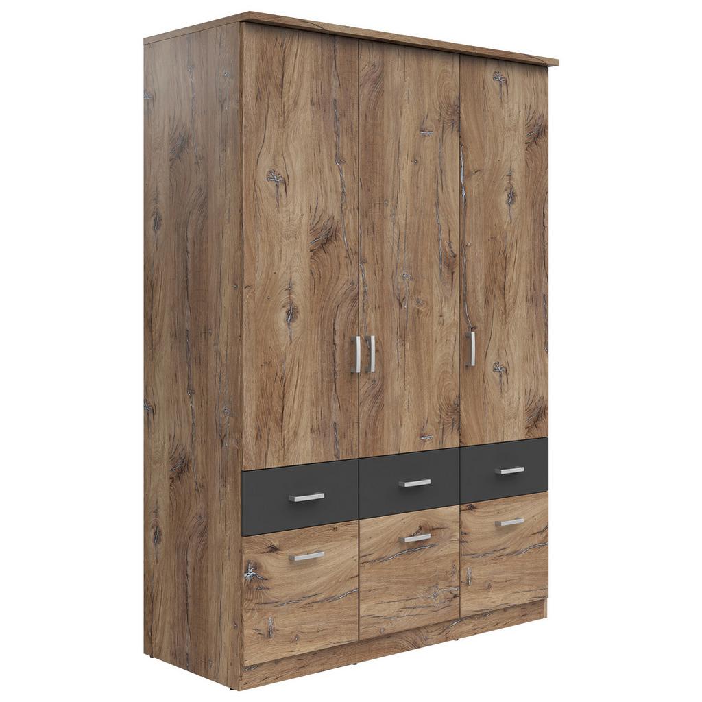Drehtürenschrank 136 cm Brando Eiche Dekor/Graphitfarben