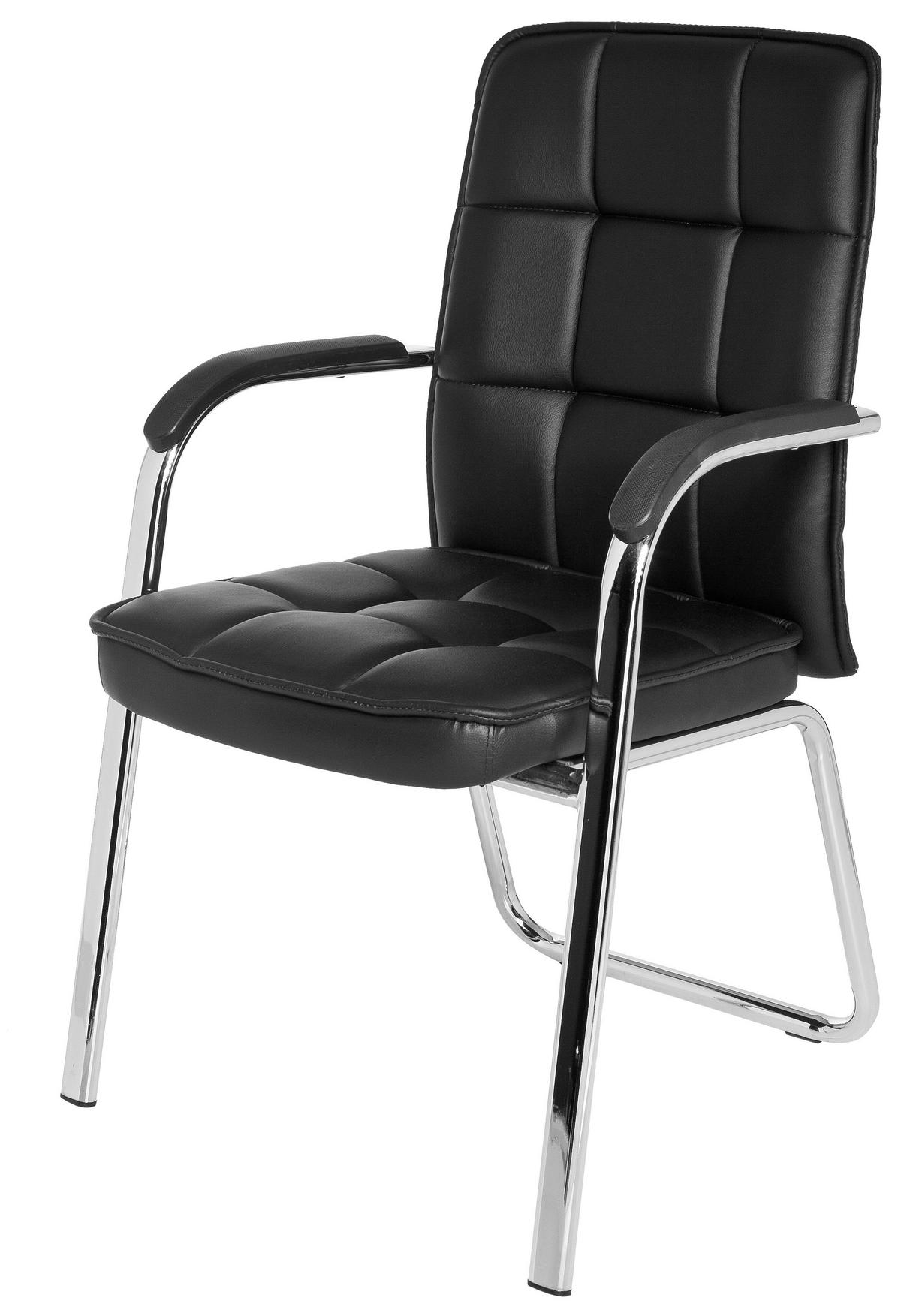 Besucherstuhl Borne Schwarz - Chromfarben/Schwarz, MODERN, Kunststoff/Textil (54/93/44cm) - MID.YOU