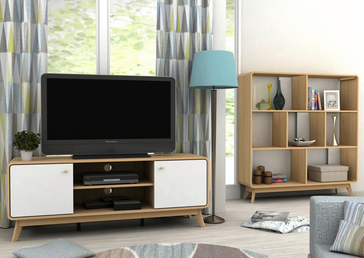 Regal Cassie Eichefarben 122 Cm - Eichefarben/Weiß, Design, Holzwerkstoff (122/126/29cm) - MID.YOU