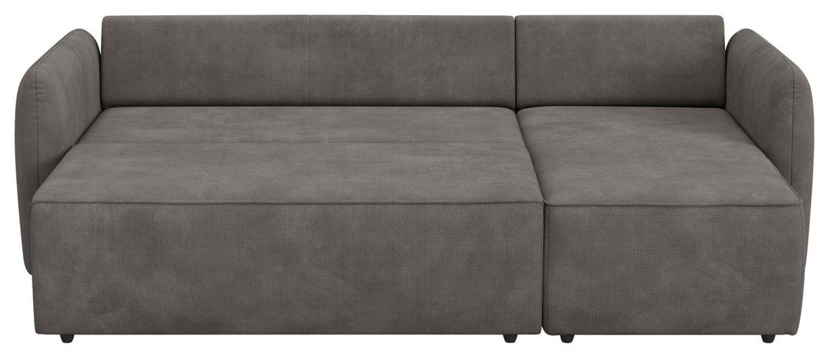 Ecksofa mit Bettfunktion Flow Microfaser grau, B: 239cm - Schwarz/Grau, Trend, Textil (239/170cm) - MID.YOU