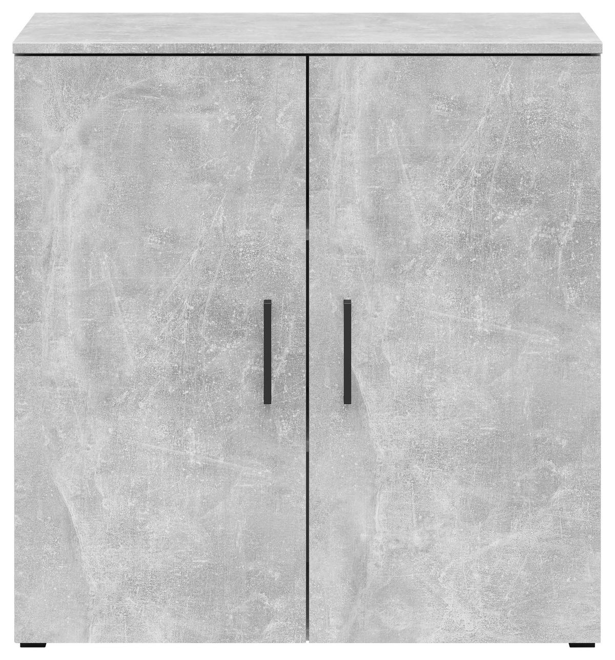 Komoda Cabinet světle šedá, š: 80 cm - šedá/černá, Moderní, kompozitní dřevo/plast (80/83/40cm)