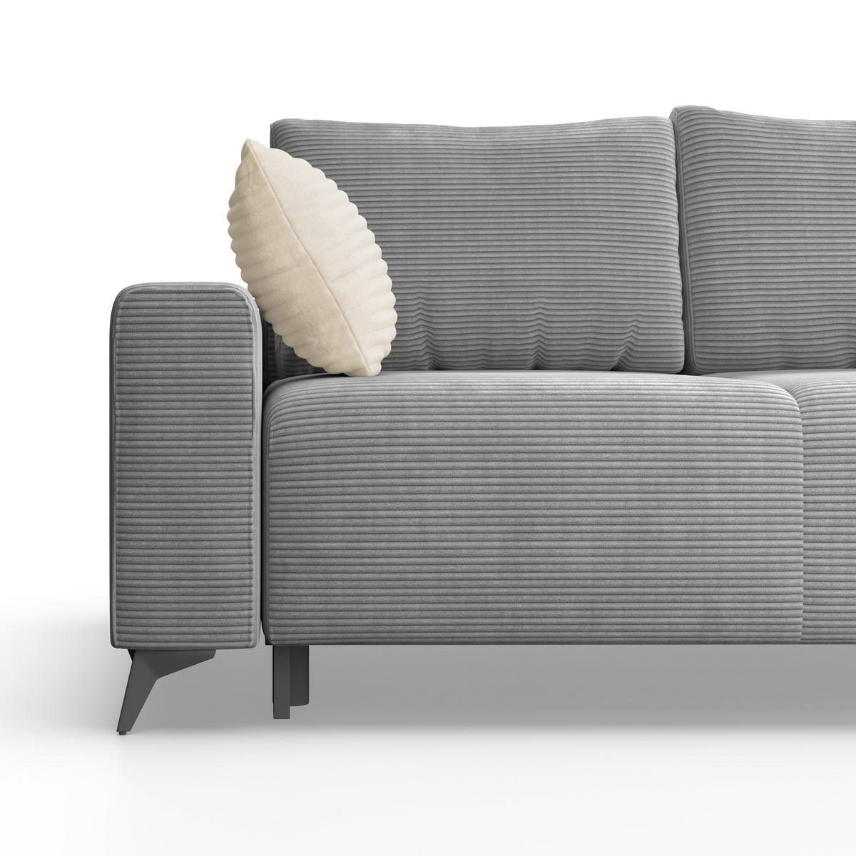 Ecksofa Mit Schlaffunktion Lincoln Grau Cord 270x212 Cm - Schwarz/Grau, MODERN, Textil (270/212cm)