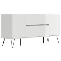 Sideboard Posseik Industrial Weiß B: 155 Cm - Weiß Hochglanz/Schwarz, Design, Holzwerkstoff (155/75,8/42cm) - P & B