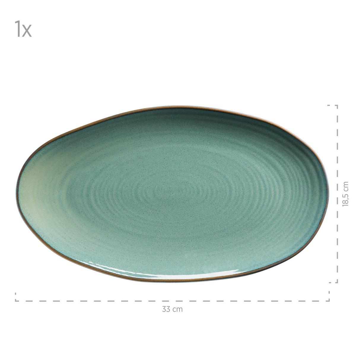 Servierplatte Nottingham 3-Tlg. Oval - Türkis/Grün, Basics, Keramik - Mäser