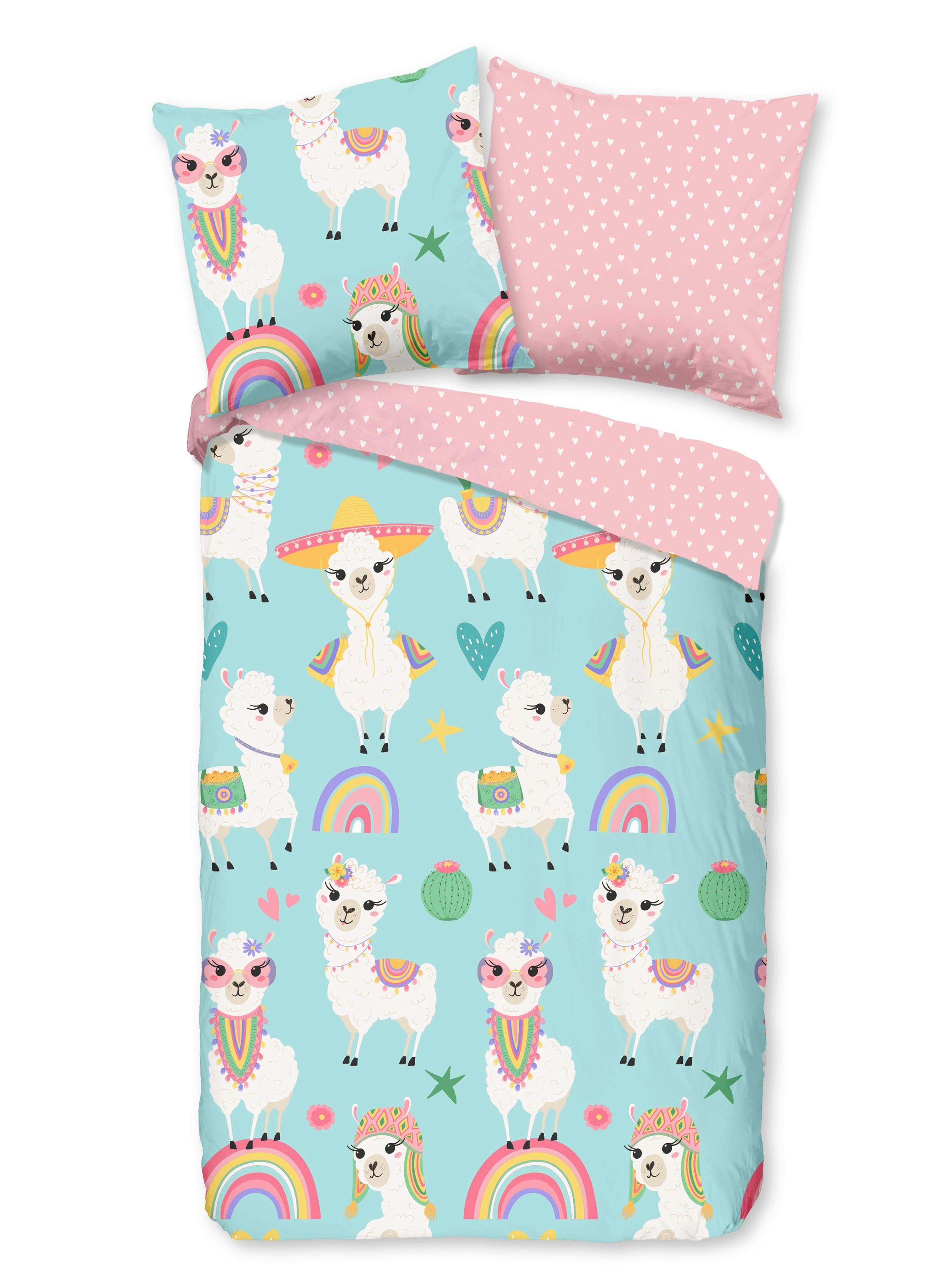 Jugendbettwäsche Lamalife Multicolor 135x200 Cm - Multicolor, Design, Textil (135/200cm)