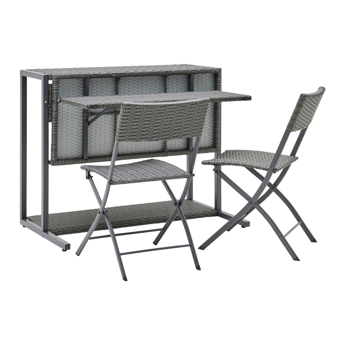 Sada na balkon MARIO šedá/tm.šedá - šedá/světle šedá, Moderní, kov/textil (110/86,5/80cm) - Bessagi Garden