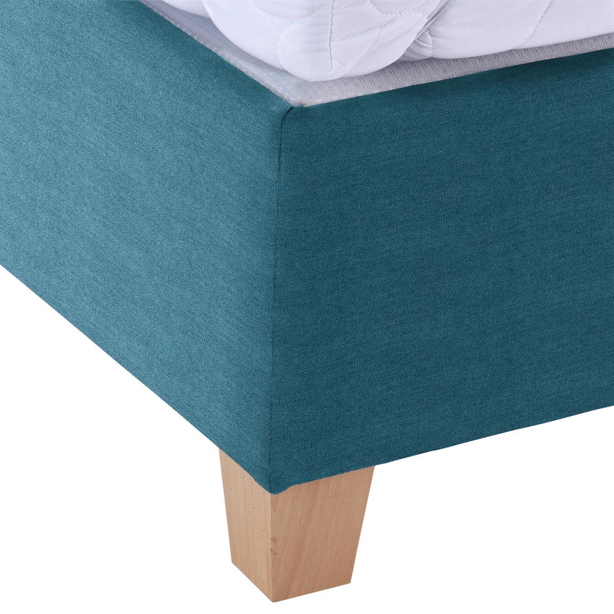 Polsterbett Mit Bettkasten 180x200 Bellagio Blau - Blau/Buchefarben, KONVENTIONELL, Holz/Textil (180/200cm)