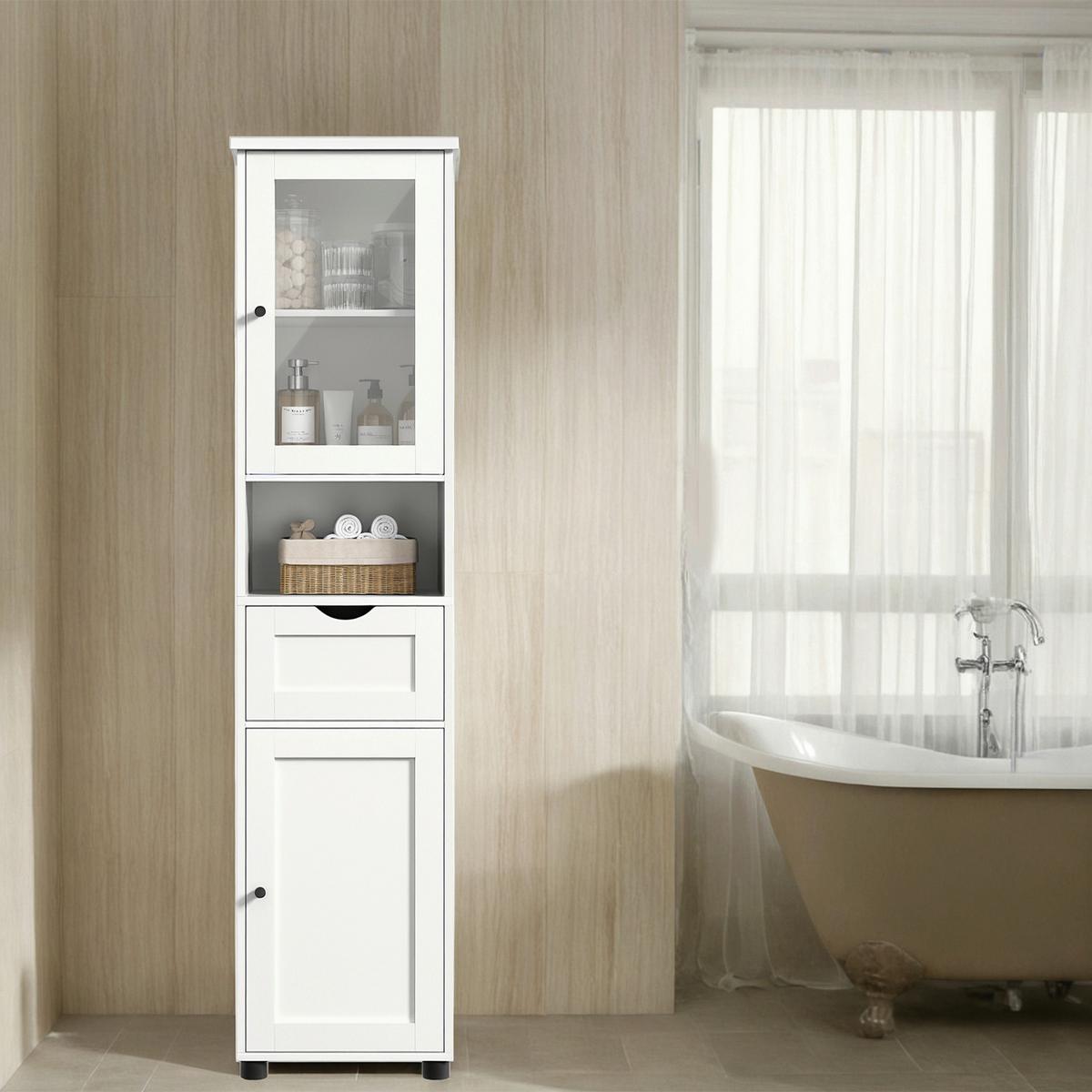 Midischrank Bathroom Cabinet - Weiß, MODERN, Glas/Holzwerkstoff (40/165/30cm) - MID.YOU
