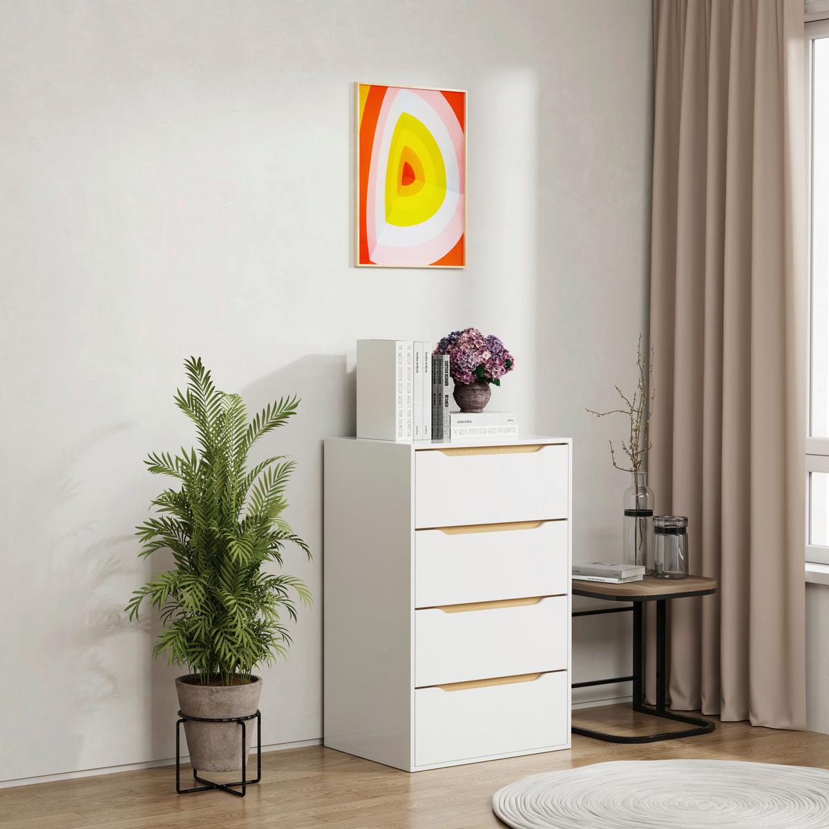 Kommode Malira Weiß, Eiche Dekor B:65cm - Honigeiche/Weiß, Design, Holzwerkstoff (65/102/48cm) - MID.YOU