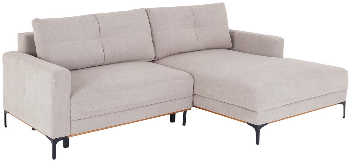 Ecksofa Bergamo - Beige/Schwarz, MODERN, Textil (238/162cm) - Ondega