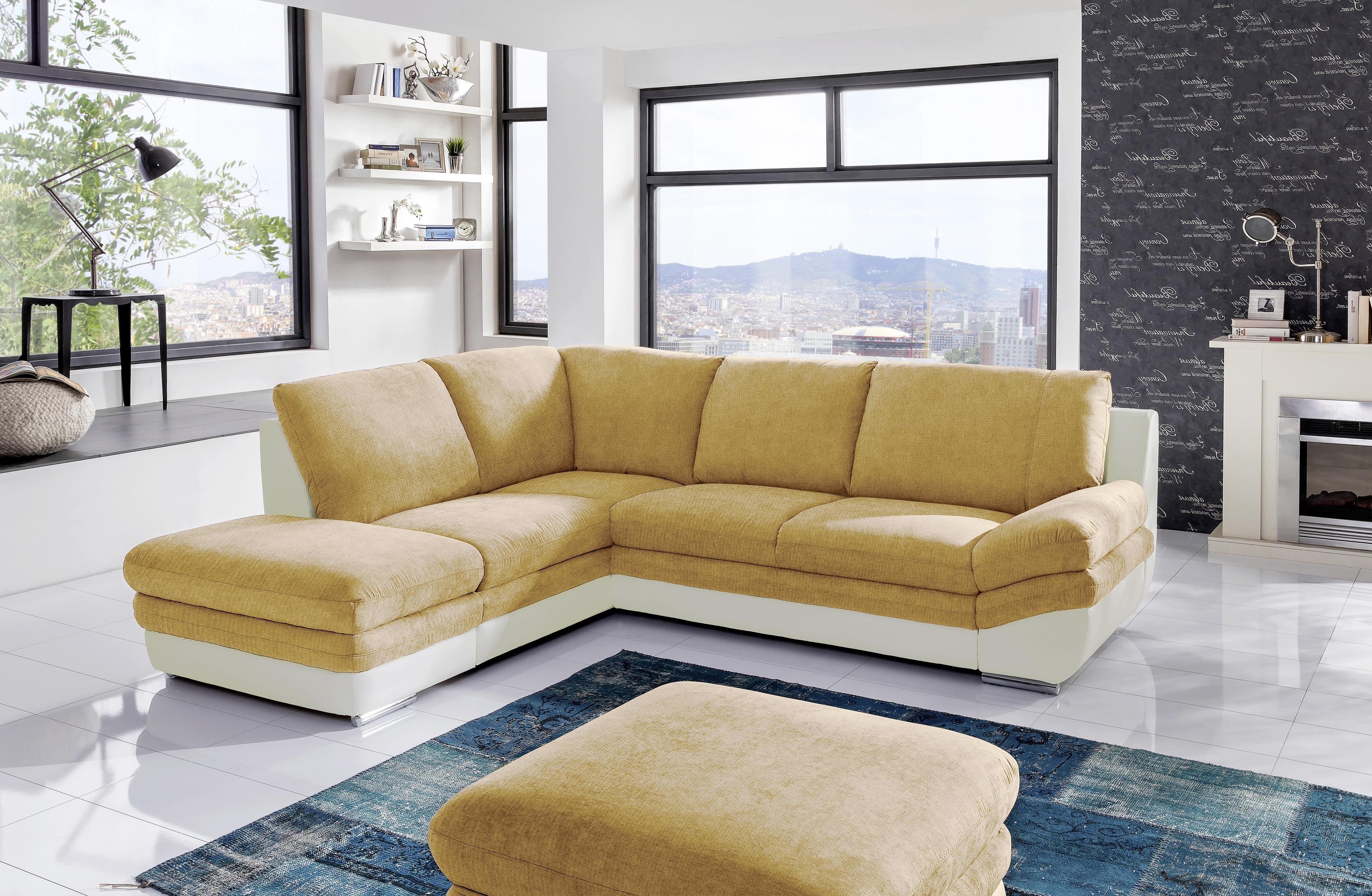 Wohnlandschaft In L-Form Nardo 221x264 cm - Chromfarben/Dunkelgelb, MODERN, Textil (221/264cm) - MID.YOU