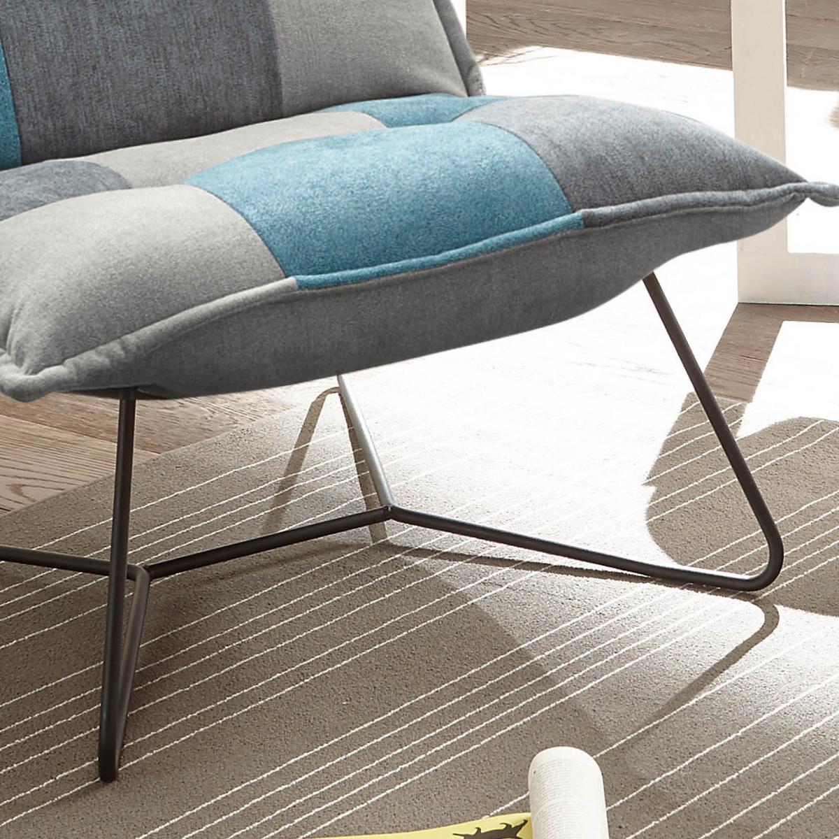 Polstersessel Vico Stoffbezug Schlamm/denim/grau - Blau/Schlammfarben, Basics, Textil/Metall (69/76/86cm) - MID.YOU