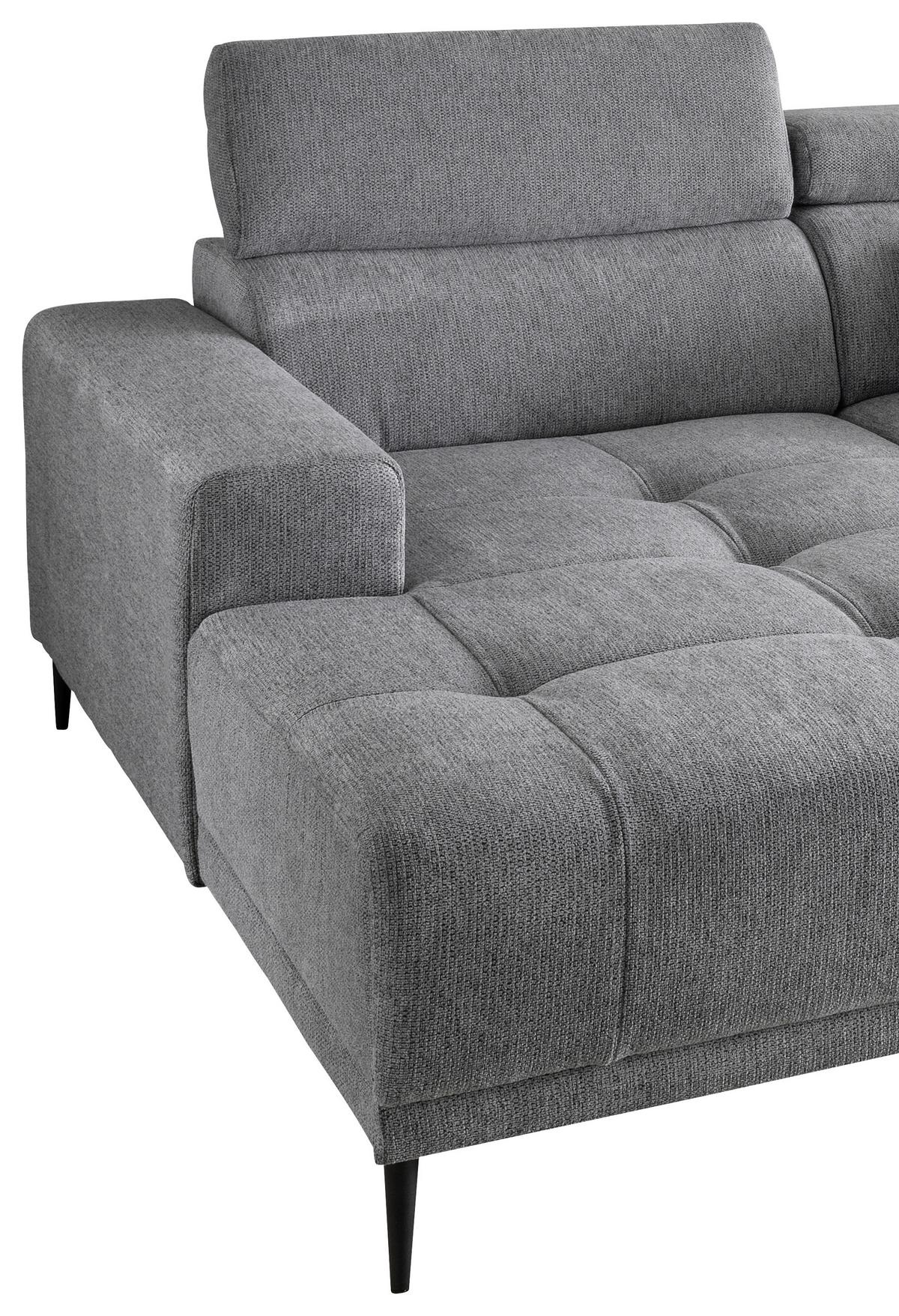 Ecksofa Intera Silberfarben, S: 200x188 Cm - Silberfarben/Schwarz, KONVENTIONELL, Textil (200/188cm) - Livetastic