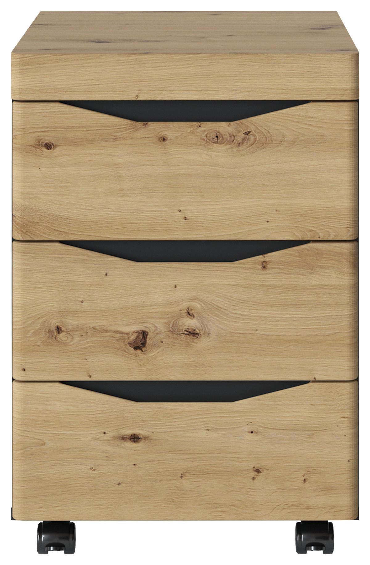 Rollcontainer Turino B: 44,9 Cm - Anthrazit/Eiche Artisan, Trend, Holzwerkstoff/Kunststoff (44,9/66/54,9cm)