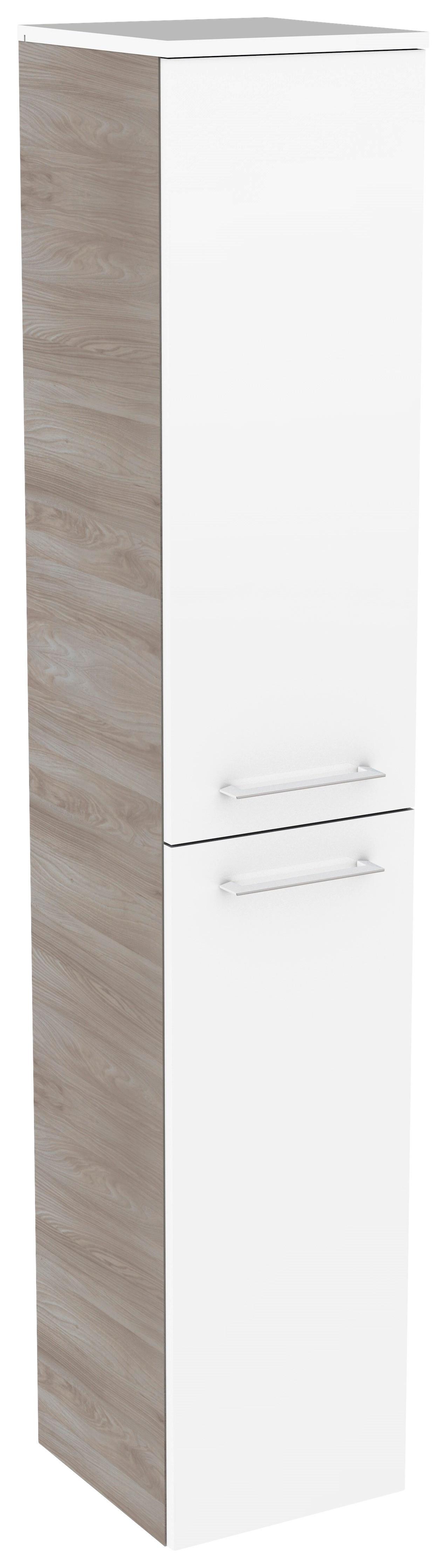 Hochschrank mit Türdämpfer Lima 30,5cm,Weiß/Esche Dekor