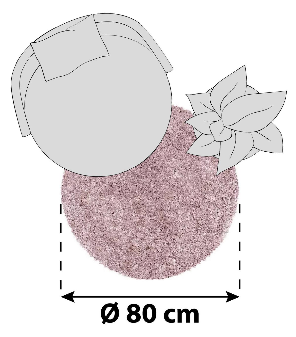 Hochflor Teppich Rosa Naturfaser Sydney Ø 80 cm - Rosa, Basics, Textil (80cm)