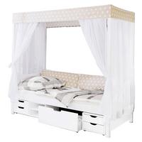 Postel s nebesy LINO závěs béžově-bílý - bílá/béžová, Moderní, dřevo (90/200cm) - MID.YOU