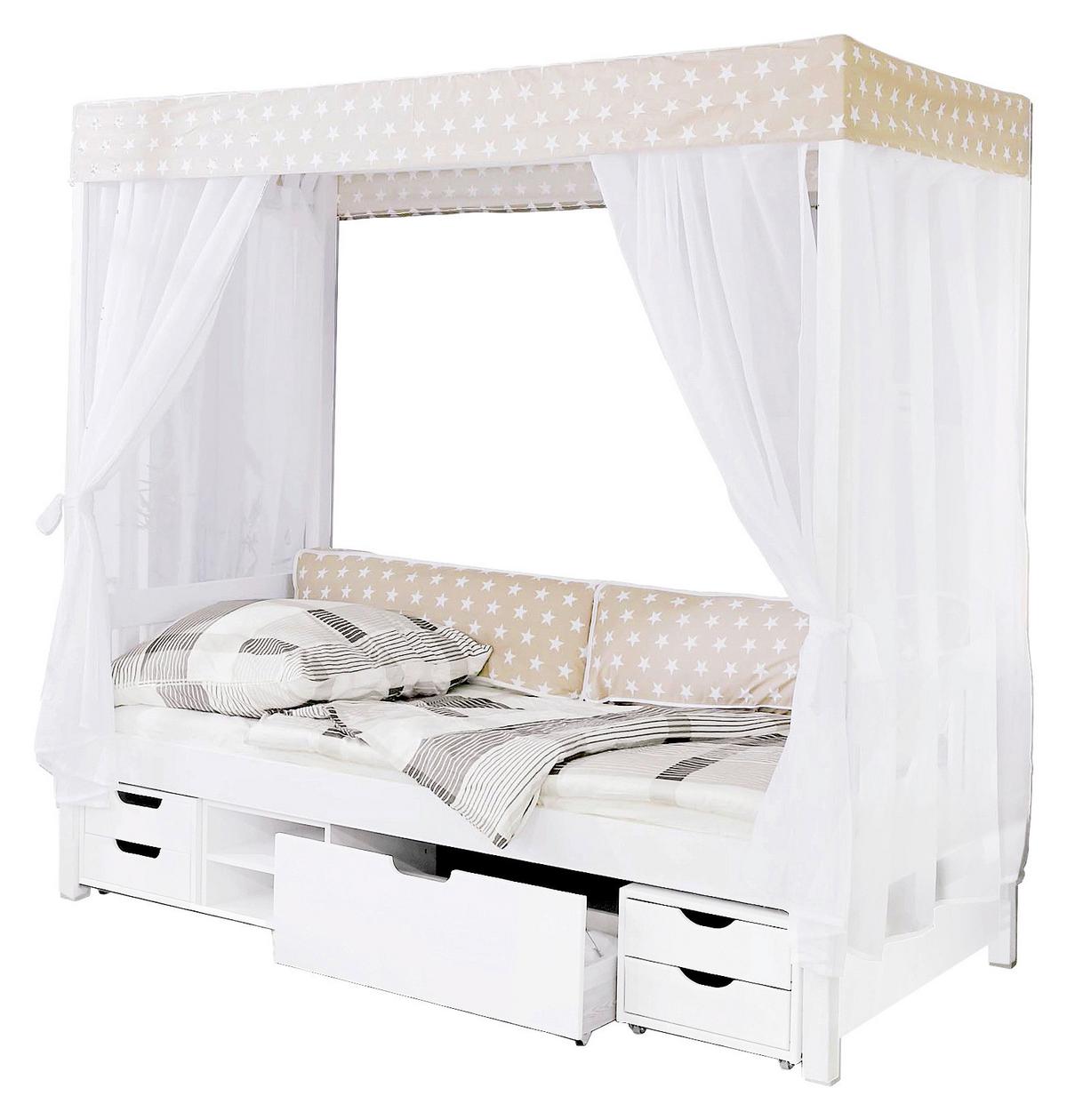 Postel s nebesy LINO závěs béžově-bílý - bílá/béžová, Moderní, dřevo (90/200cm) - MID.YOU