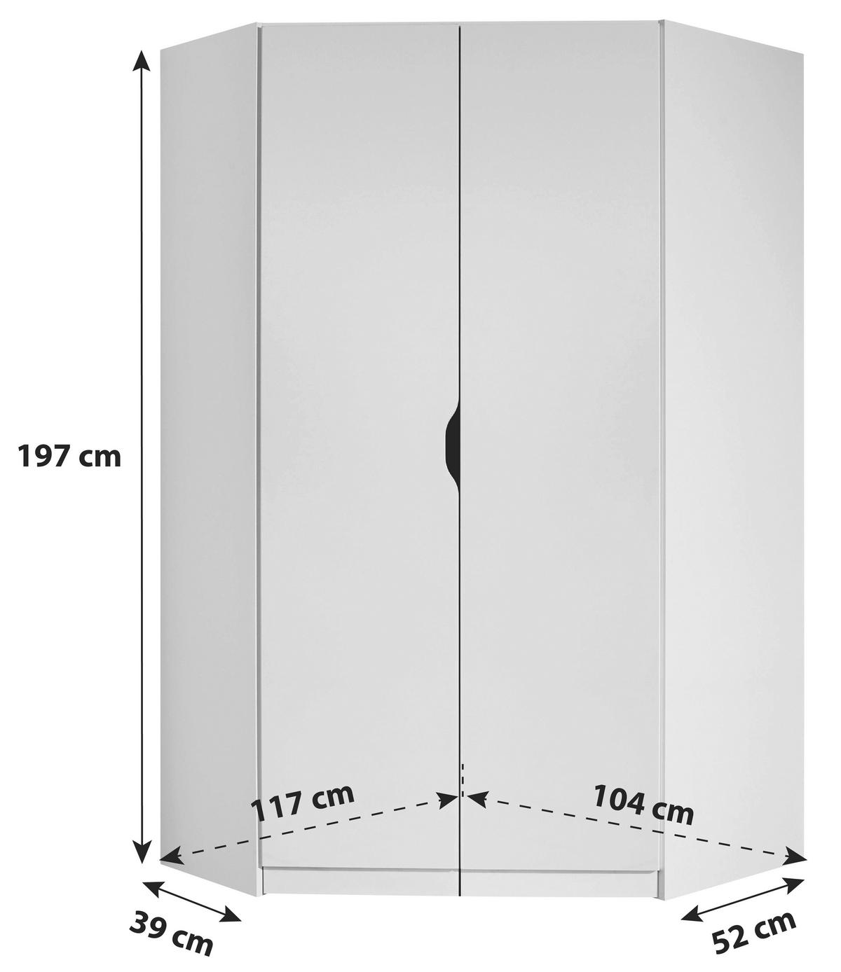 Rohová skriňa FREISING biela - biela, Modern, kompozitné drevo (117/197/104cm) - MID.YOU