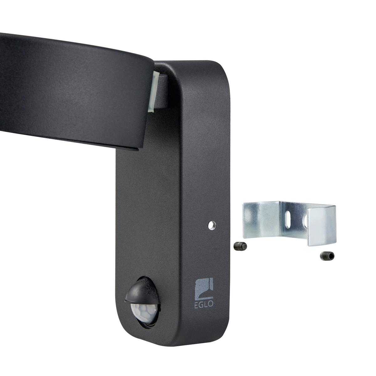 Led-wandleuchte Palosco Inkl. Sensor Schwarz - Transparent/Schwarz, Design, Kunststoff/Metall (17/11,5/15,5cm) - Eglo