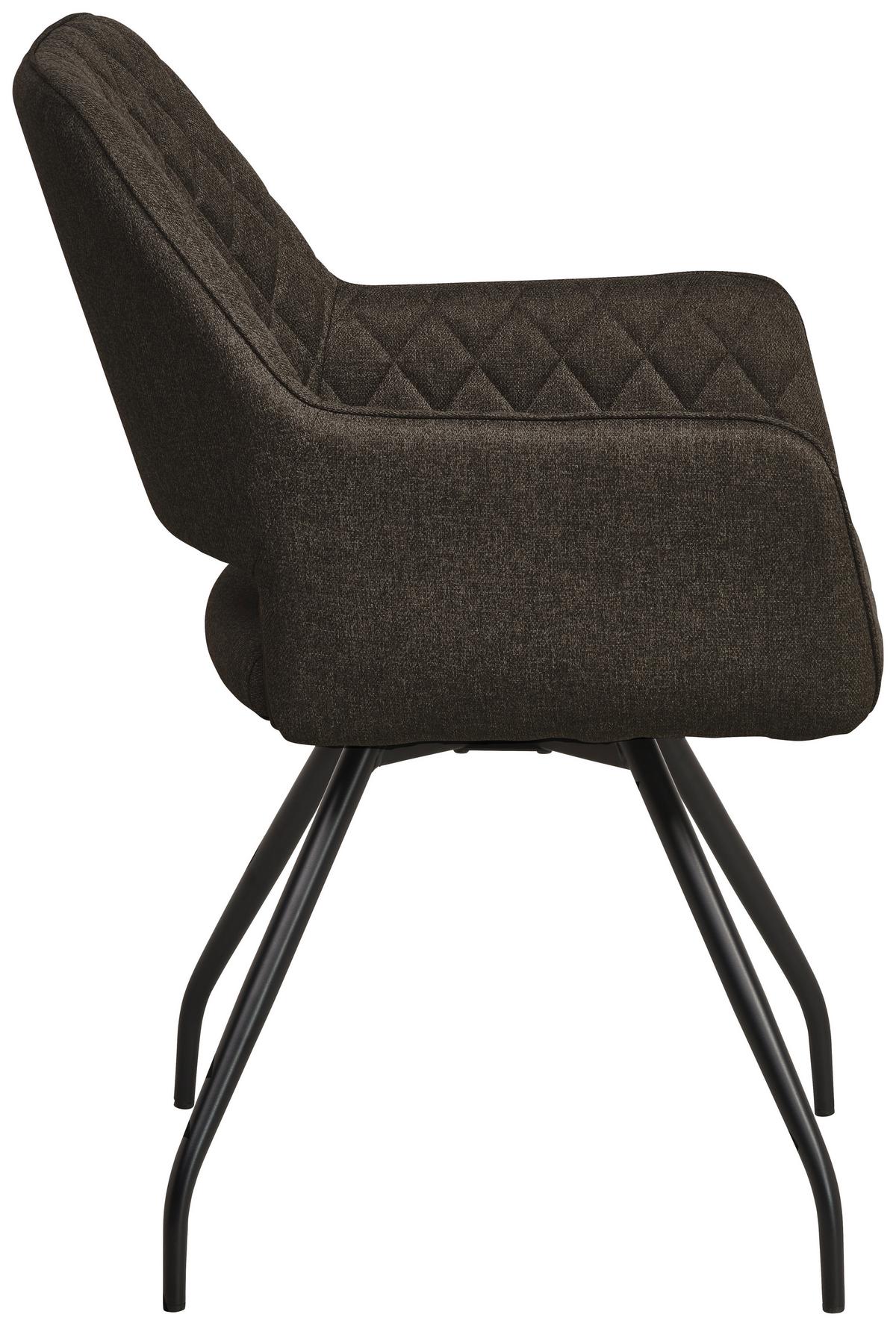 Armlehnstuhl Pam Braun, Sitzfl. 360° Drehbar - Graubraun/Schwarz, KONVENTIONELL, Holz/Textil (57/85.5/60cm) - MID.YOU