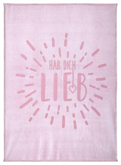 Kuscheldecke Sophia Rosa 130x170 cm Schriftzug - Rosa, MODERN, Textil (130/170cm) - Luca Bessoni