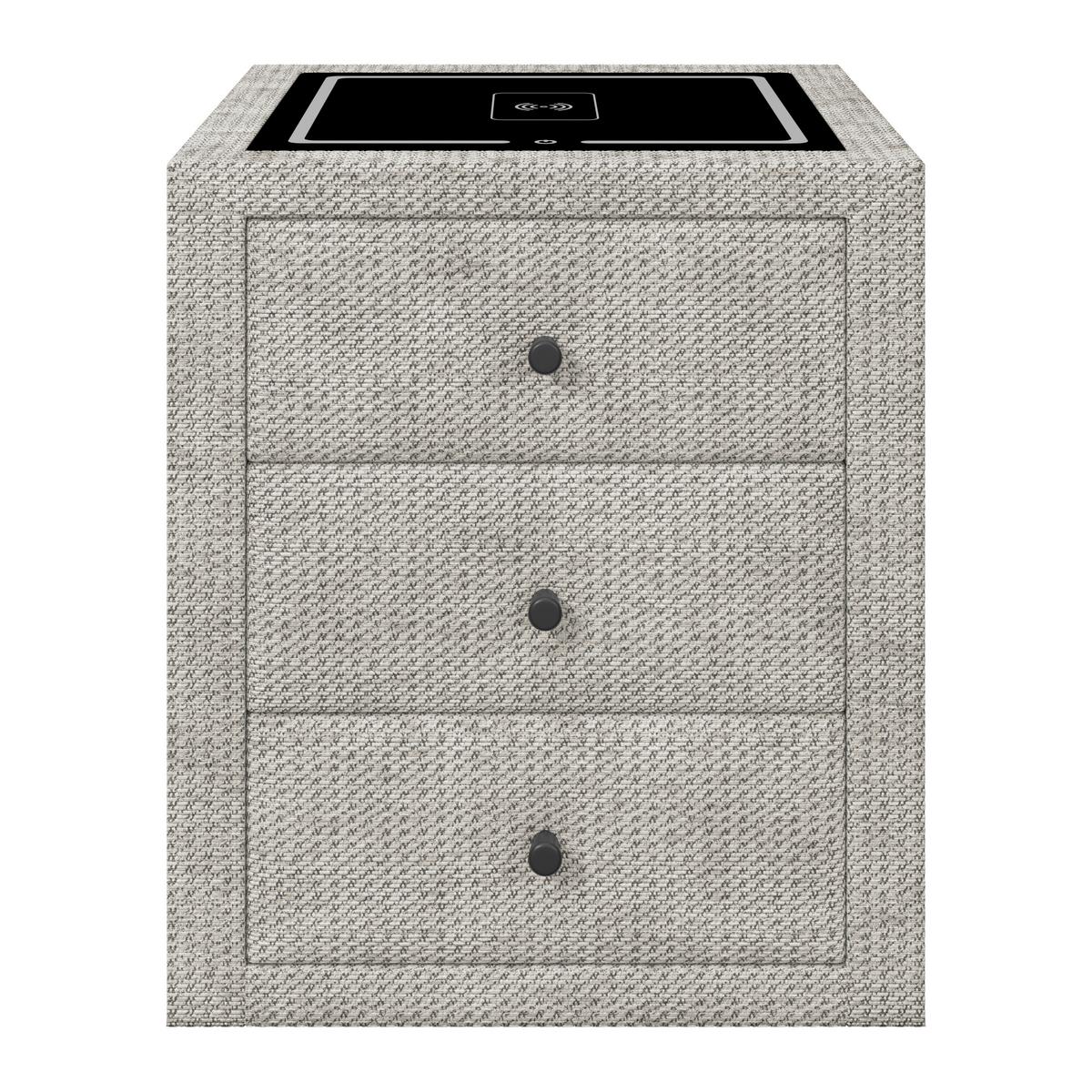 Nachtkästchen Brisbane II mit Induktionsladezone B: 49,5cm - Ecru, Trend, Glas/Holzwerkstoff (49,5/56,5/46cm) - Sembella