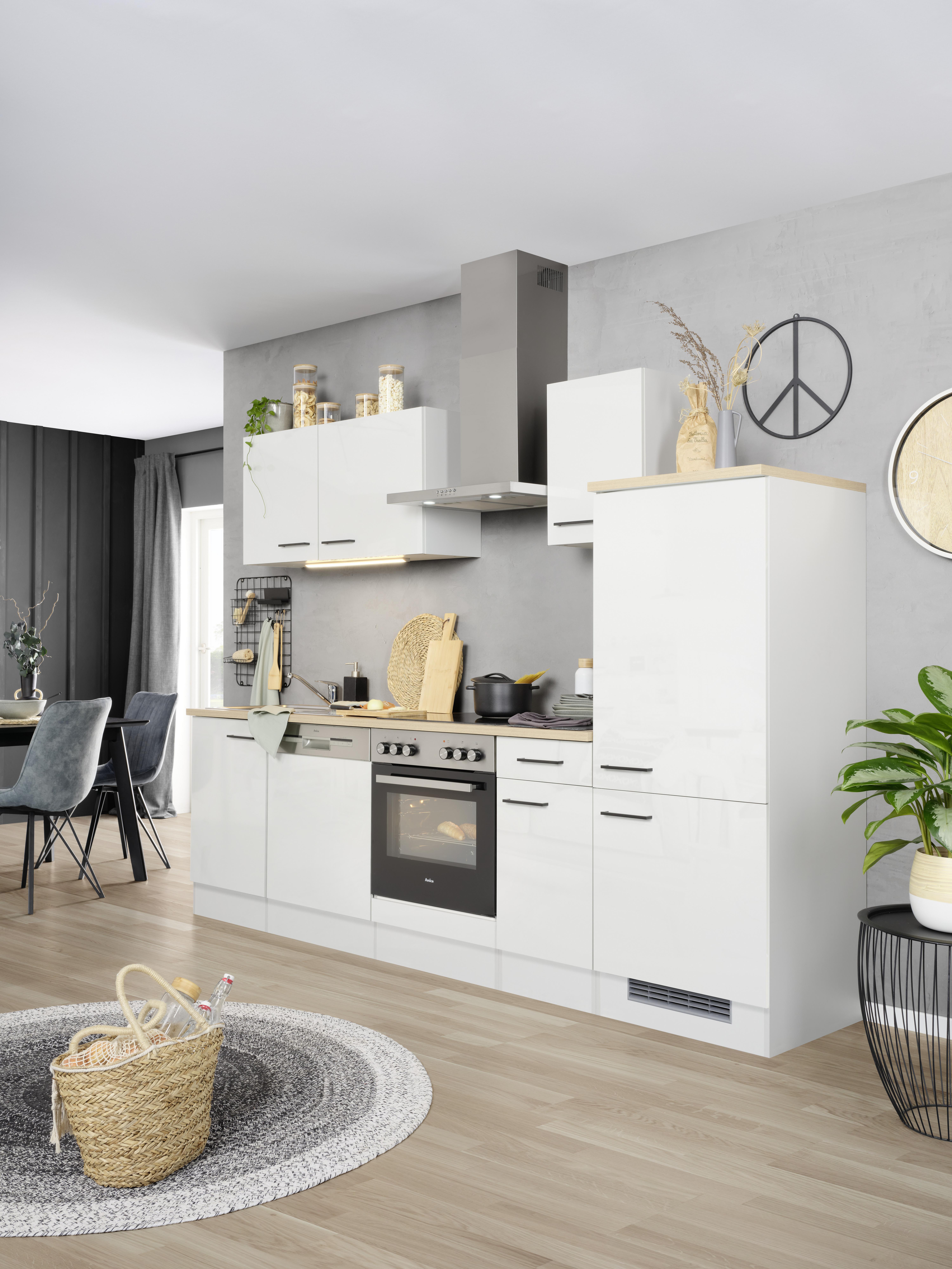 Kuchynský blok LEVI bez spotrebičov, šírka 270 cm - čierna/sivá, Modern, kompozitné drevo (270cm) - FlexWell