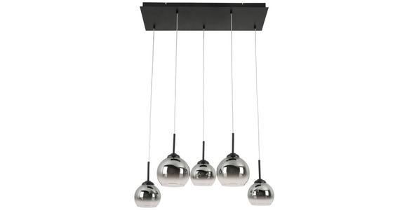 Hängeleuchte Ellen H: 120 Cm 5-Flammig - Chromfarben/Schwarz, Design, Glas/Metall (75/31/120cm) - James Wood