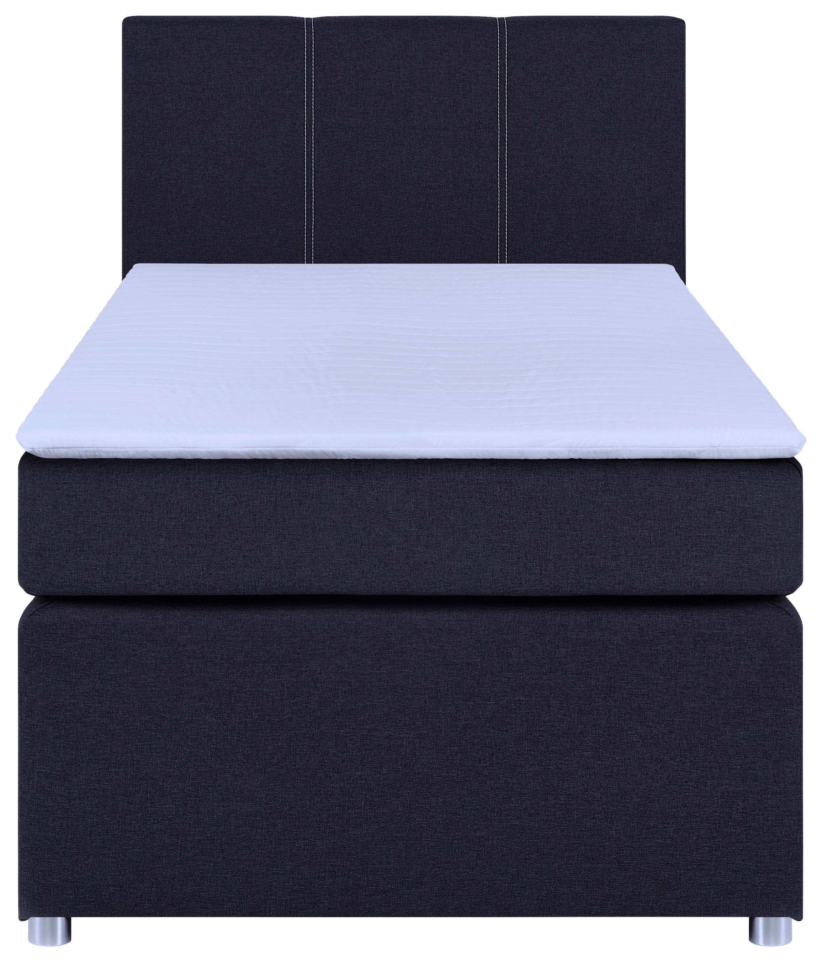 Boxspringbett Malta Mit Topper Grau, 90x200 Cm - Chromfarben/Schwarz, Basics, Holzwerkstoff/Textil (90/200cm) - P & B