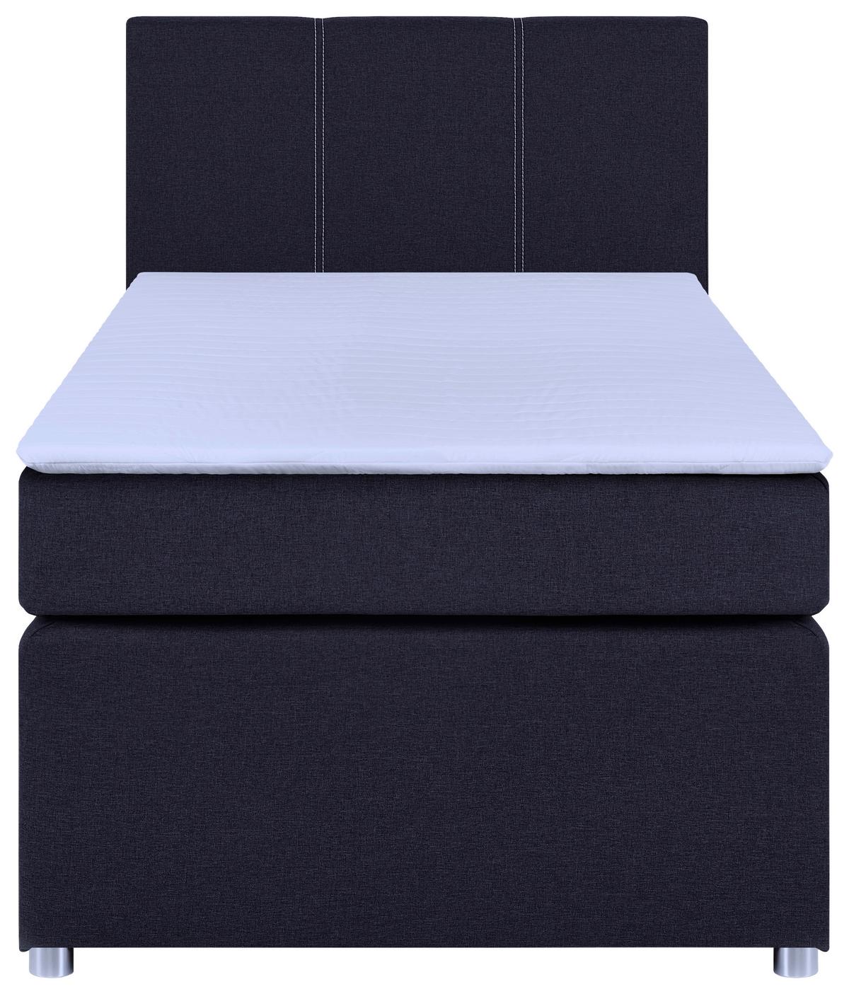 Boxspringbett Malta Mit Topper Grau, 90x200 Cm - Chromfarben/Schwarz, Basics, Holzwerkstoff/Textil (90/200cm) - P & B