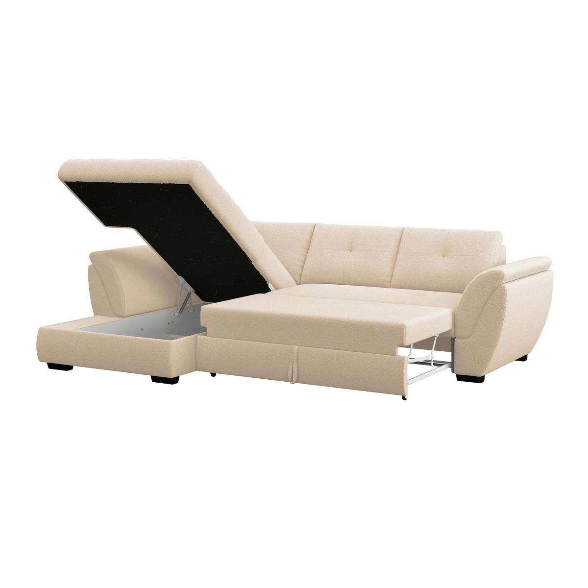 Rohová sedačka BERISSO, levá, béžová - černá/béžová, Konvenční, textil/plast (187/278cm) - Ondega