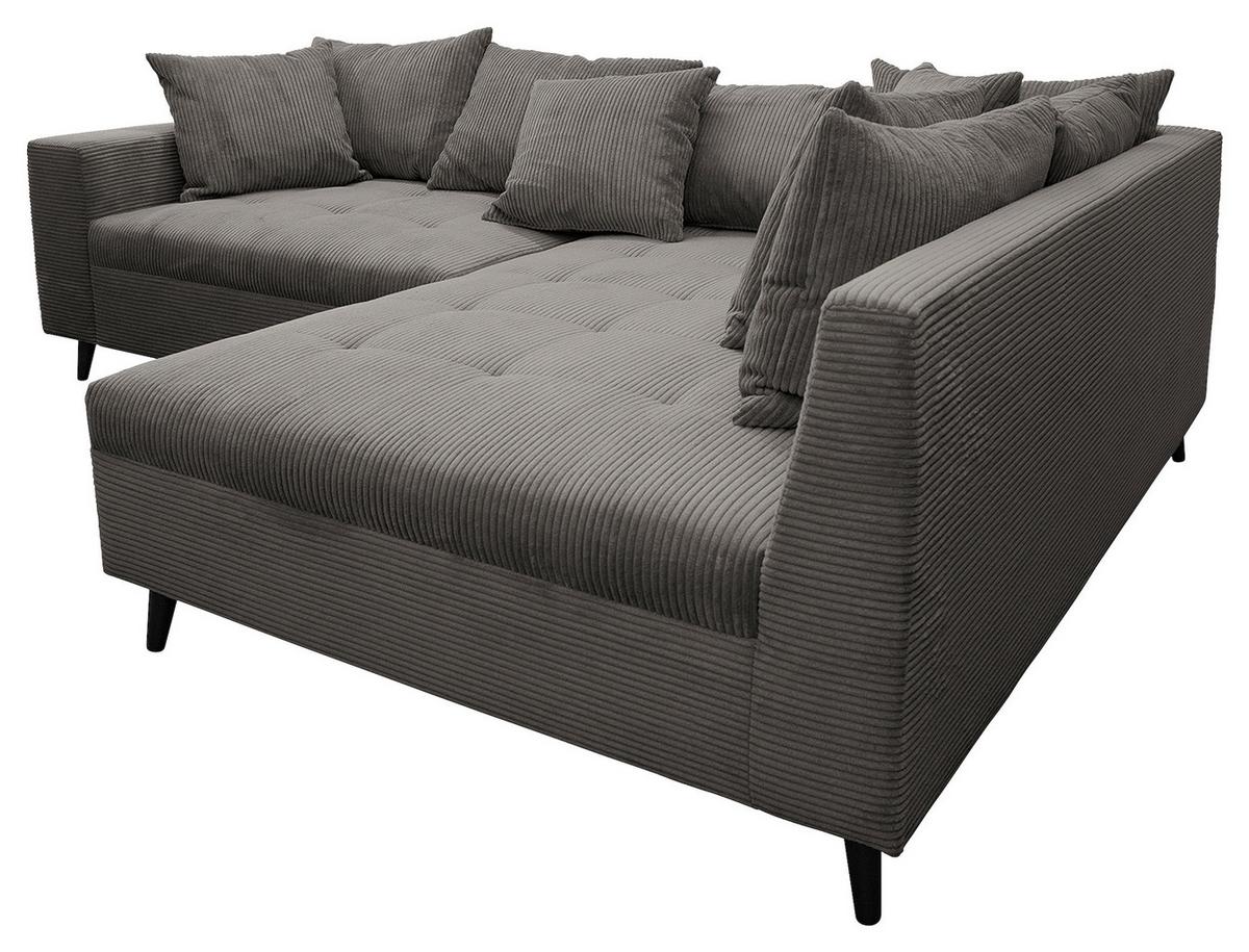Ecksofa Pruno, Grau S: 247x174 Cm - Schwarz/Grau, Design, Textil (247/174cm) - MID.YOU
