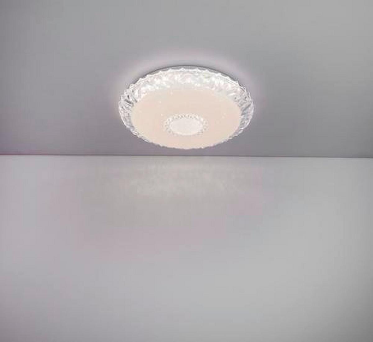 Led-deckenleuchte Eddie Ø 50 Cm Mit Smart-Steuerung - Opal/Weiß, Basics, Kunststoff/Metall (50/10cm) - Globo