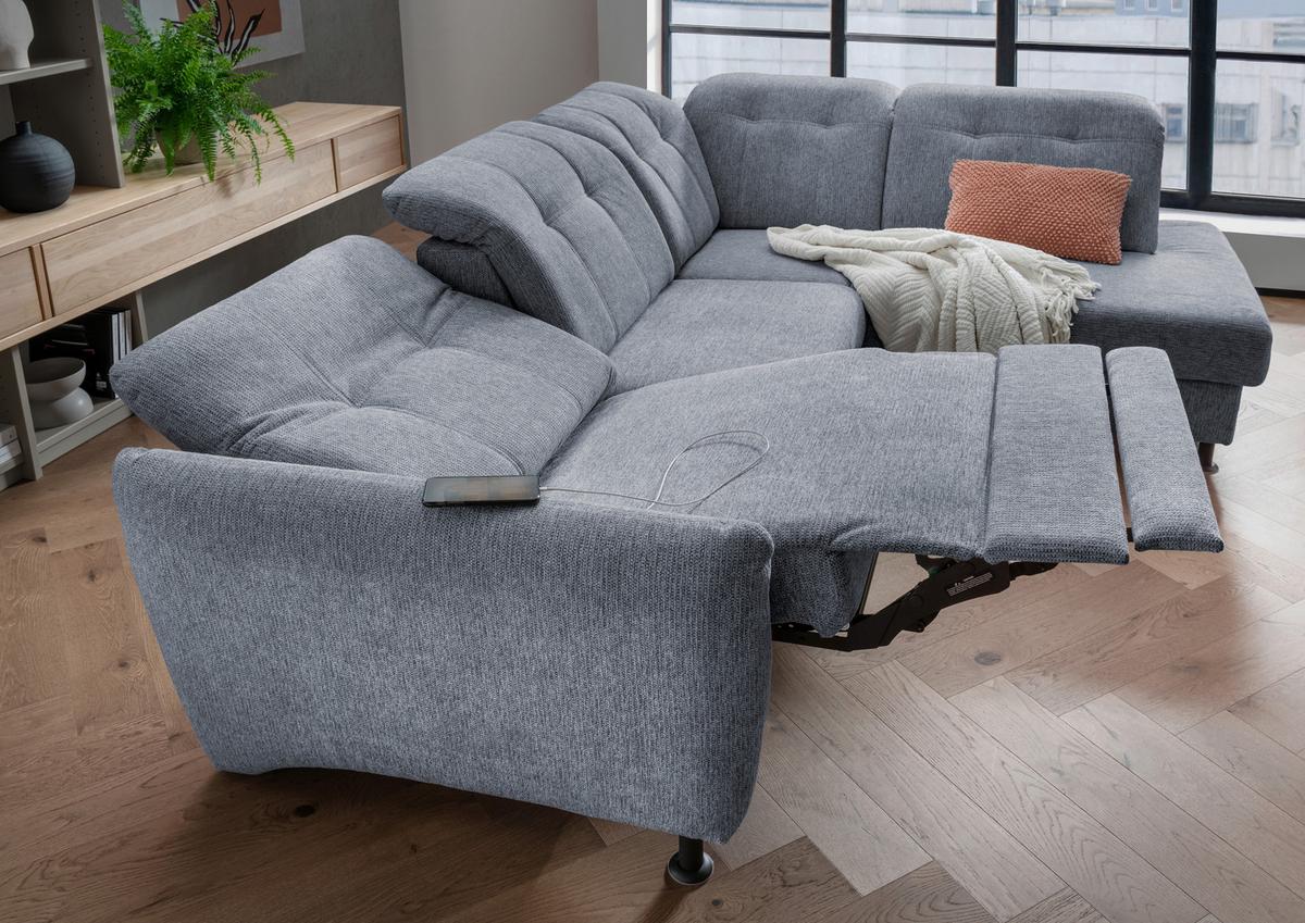 Ecksofa Minori Chenille Hellblau, S: 270x198 cm - Schwarz/Hellblau, MODERN, Textil (270/198cm) - Livetastic