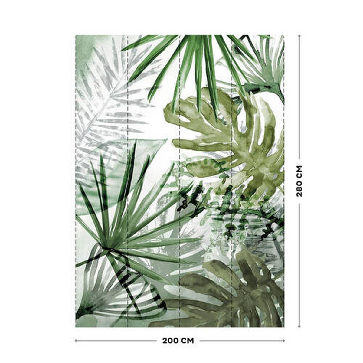 Fototapete Monstera - Dunkelgrün/Weiß, Trend, Papier/Kunststoff (200/280cm)