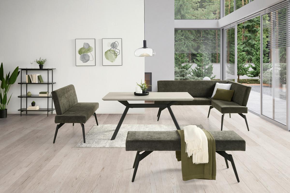 Eckbank Tinos Dunkelgrau, S: 190x150 Cm - Dunkelgrau/Schwarz, KONVENTIONELL, Textil/Metall (190/150cm) - MID.YOU