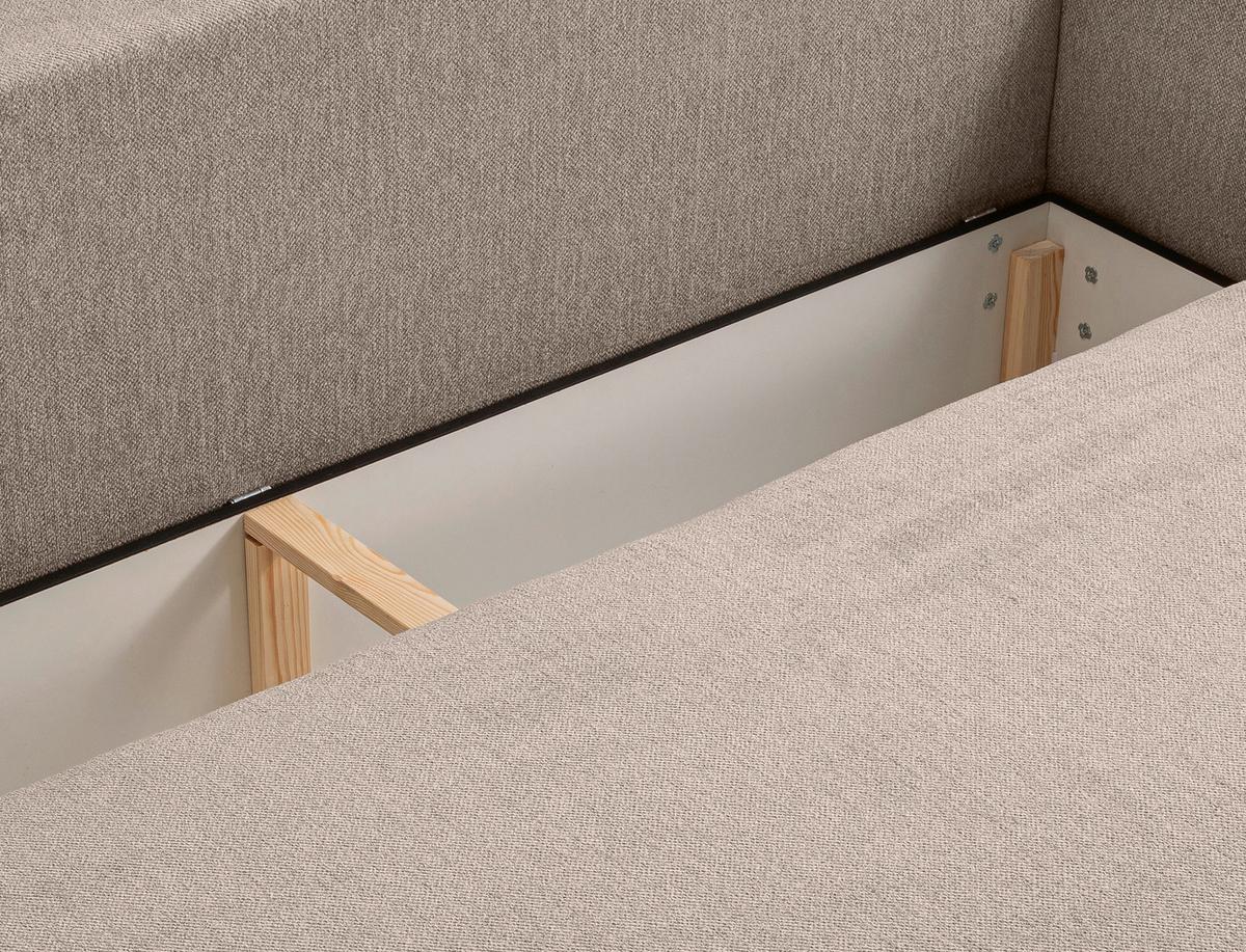 Schlafsofa Diana Beige B: 231cm - Beige/Schwarz, Basics, Holz/Textil (231/93/108cm) - MID.YOU