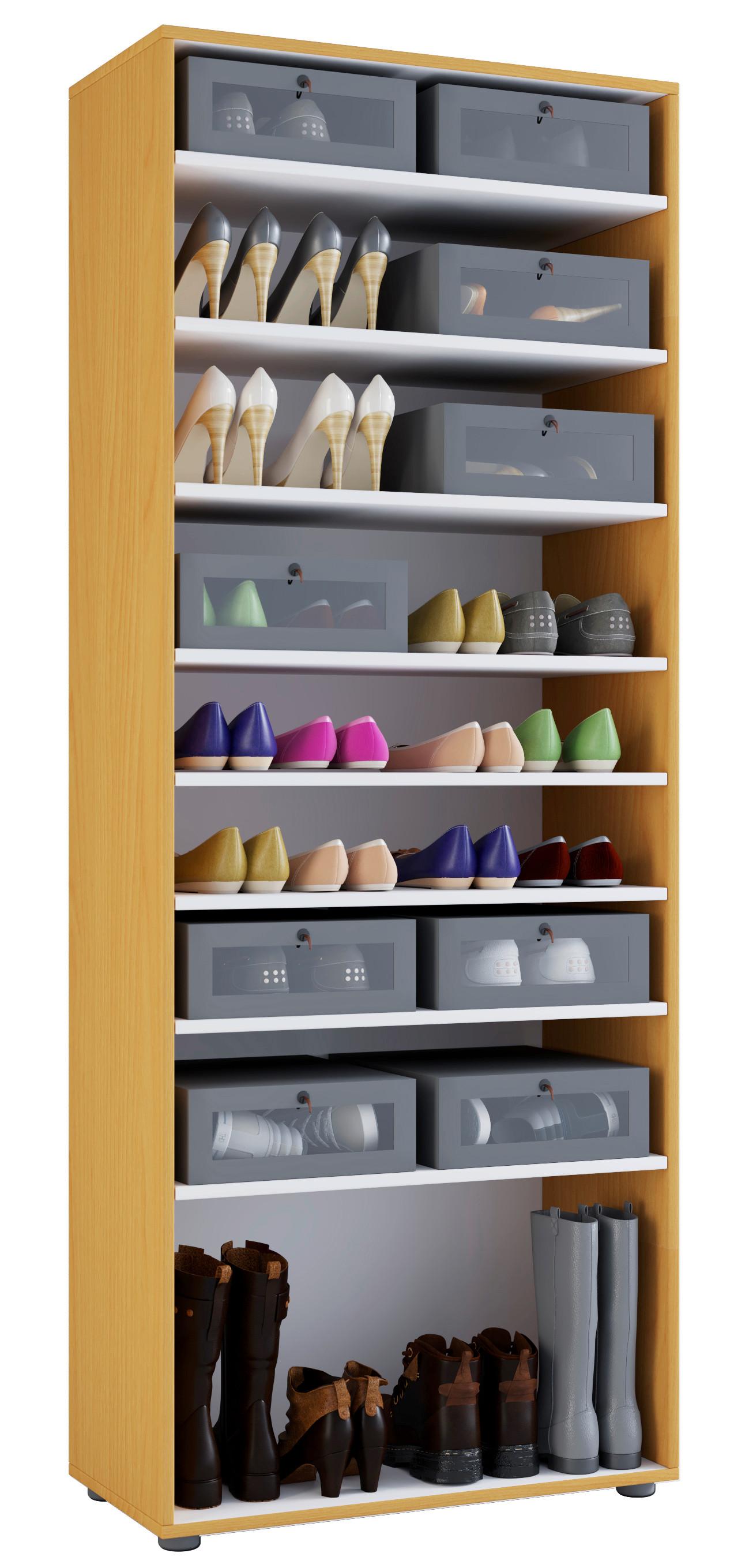 SCHUHSCHRANK Vandol Buche Dekor B: 71 cm - Buchefarben, Design, Holzwerkstoff (71/180/37cm) - MID.YOU